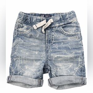 GAP Light Blue Denim Shark-Print Shorts